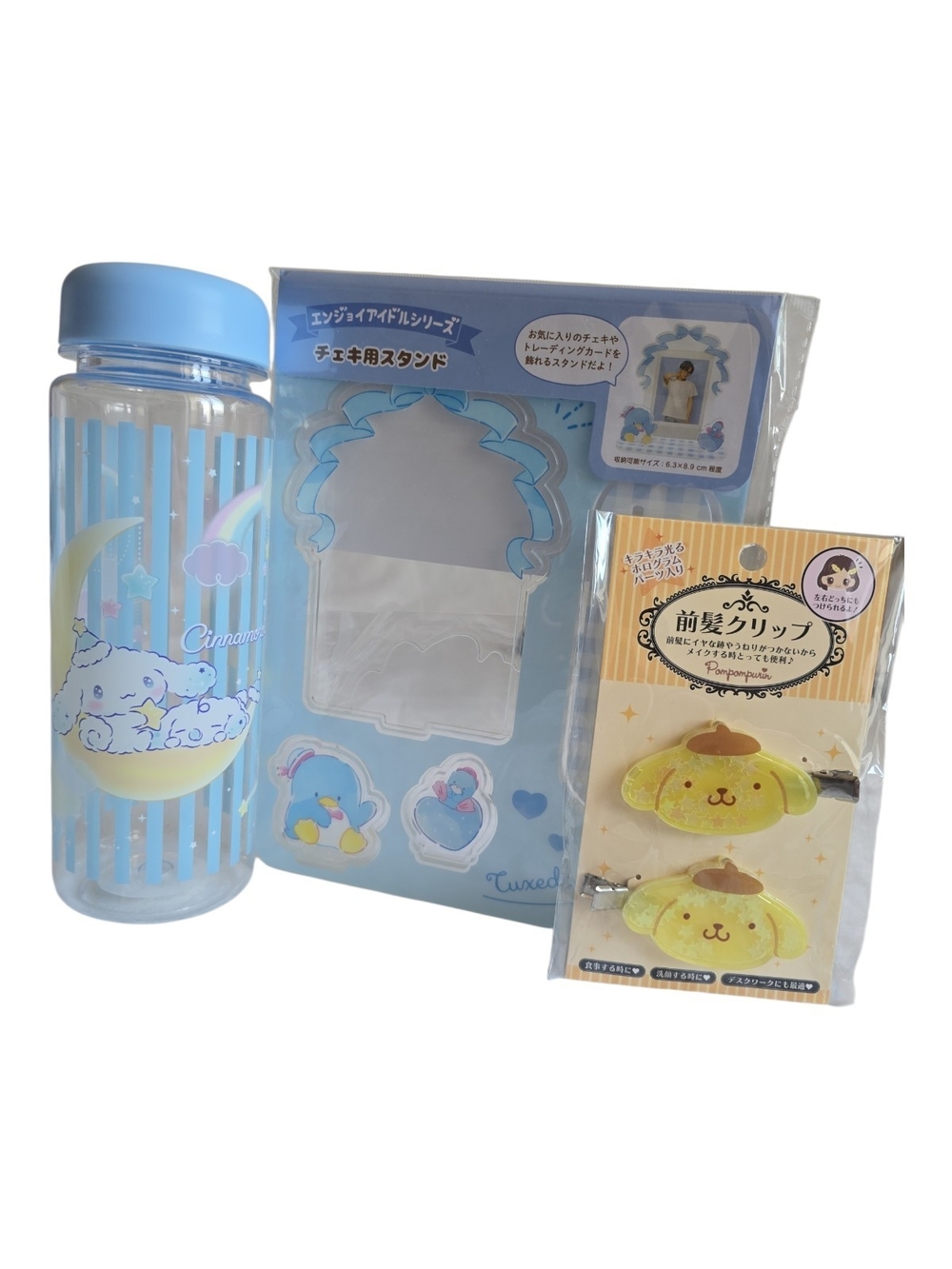 SANRIO Cinnamonroll Water Bottle Tuxedo Sam Acrylic Frame Pompompurin Hair Clip